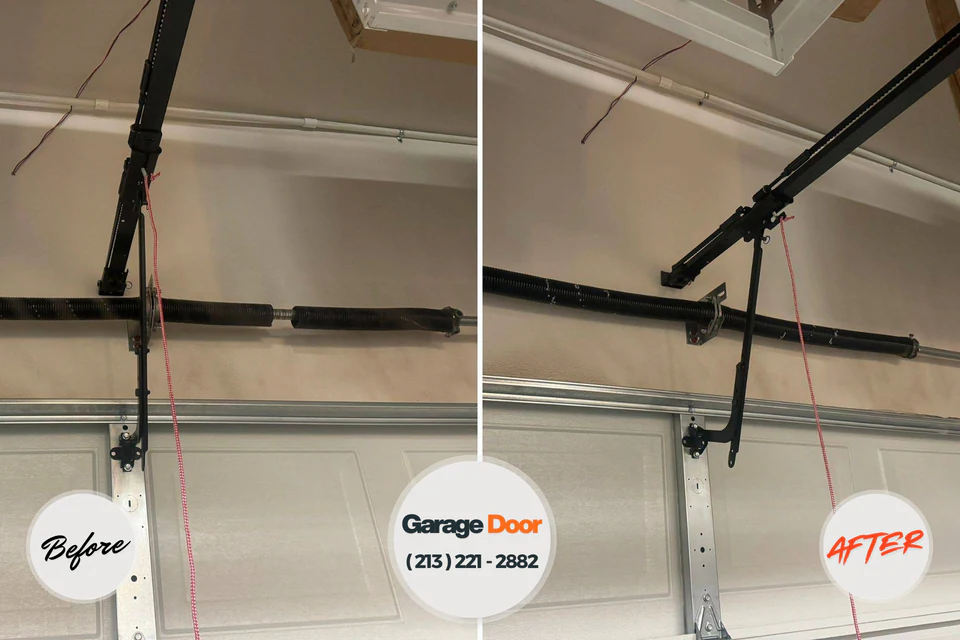 Before and after: garage door repair La Cañada Flintridge, CA
